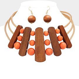 Abstract Wood Choker Necklace
